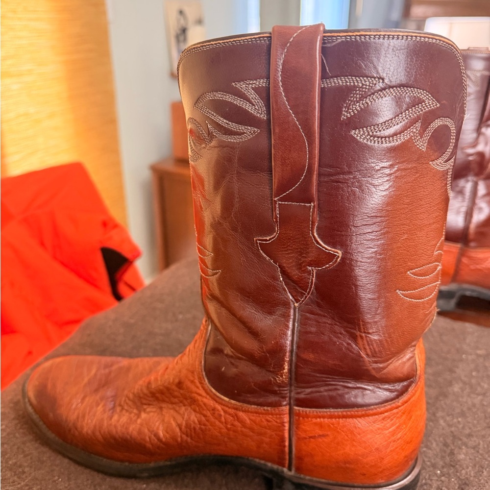 Lucchese Classics handmade tan ostrich boots 10D - Picture 7 of 10